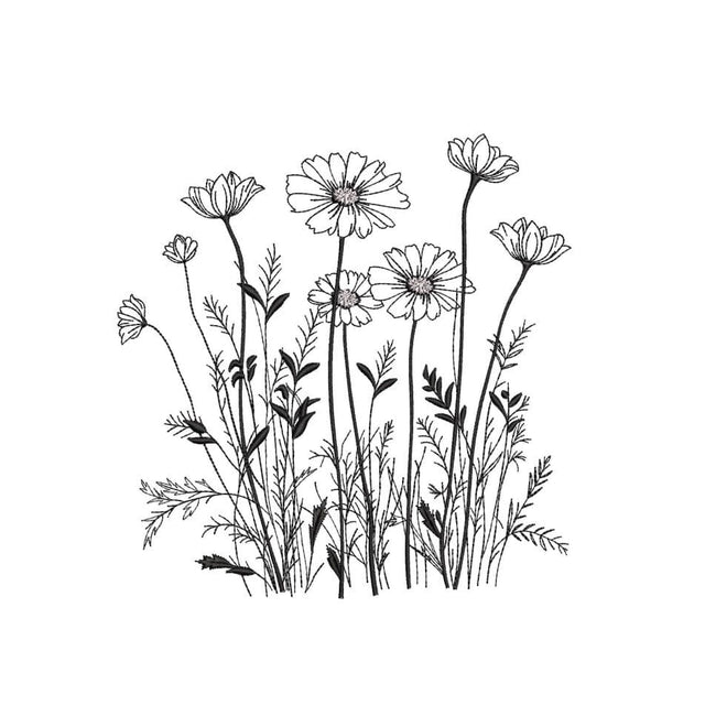 Black and White Wildflowers Machine Embroidery Design, 5 sizes, Instant Download Embroidery/Applique DESIGNS Nino Nadaraia 