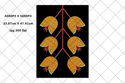 Black And Yellow Abstract Floral Art Sublimation Karma Genie Graphics 