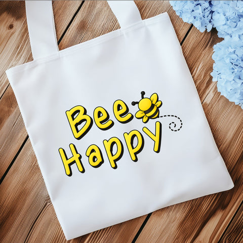 Black and Yellow Bee Happy SVG | Bee PNG SVG Paige Cole Studio 