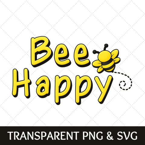 Black and Yellow Bee Happy SVG | Bee PNG SVG Paige Cole Studio 