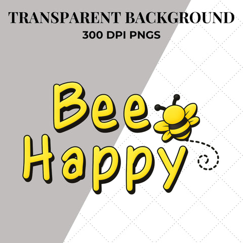Black and Yellow Bee Happy SVG | Bee PNG SVG Paige Cole Studio 