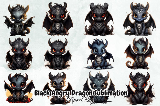Black Angry Dragon Sublimation Clipart Bundle Sublimation Designangry 