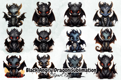 Black Angry Dragon Sublimation Clipart Bundle Sublimation Designangry 