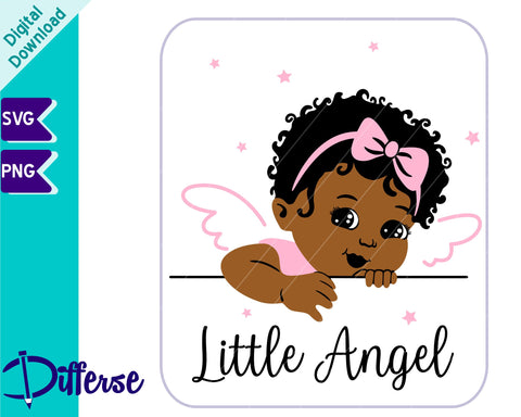 Black Baby Angel SVG | Baby Girl Angel Wings SVG SVG Differse 