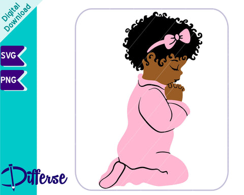 Black Baby Girl Praying SVG | Baby Prayer Hands SVG Differse 