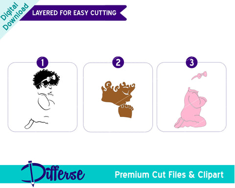 Black Baby Girl Praying SVG | Baby Prayer Hands SVG Differse 