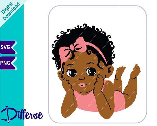 Black Baby Girl with Kissy Face SVG | African-American Baby SVG SVG Differse 
