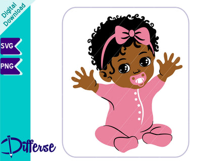Black Baby in Pajamas | Afro Baby Girl SVG Differse 