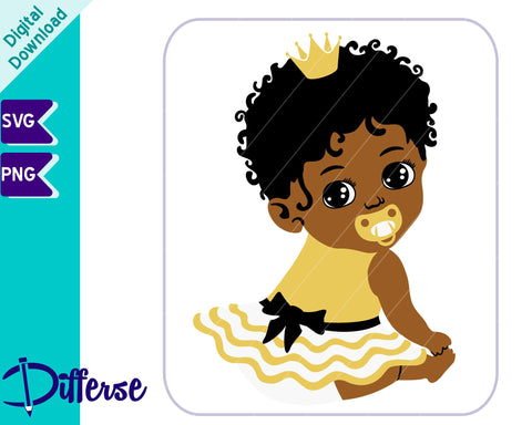 Black Baby Princess SVG | Afro Baby Girl SVG SVG Differse 