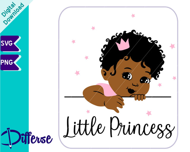 Black Baby Princess SVG | Afro Baby Princess SVG SVG Differse 