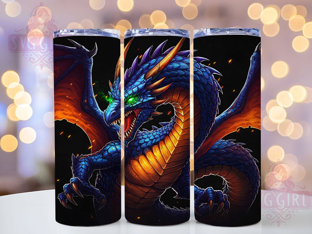 Black Background Dragon 20oz Tumbler, Fantasy Dragon Wrap, 20oz Sublimation Wrap, Mythical Creature Cup, Fire Dragon Design, Gothic Dragon Art, Dark Fantasy Tumbler Sublimation SvggirlplusArt 