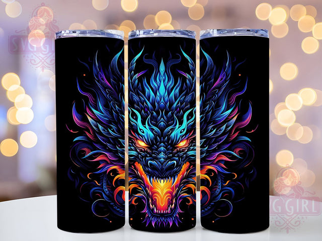 Black Background Dragon 20oz Tumbler, Fantasy Dragon Wrap, 20oz Sublimation Wrap, Mythical Creature Cup, Fire Dragon Design, Gothic Dragon Art, Dark Fantasy Tumbler Sublimation SvggirlplusArt 