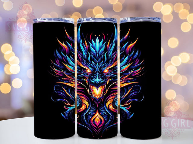 Black Background Dragon 20oz Tumbler, Fantasy Dragon Wrap, 20oz Sublimation Wrap, Mythical Creature Cup, Fire Dragon Design, Gothic Dragon Art, Dark Fantasy Tumbler Sublimation SvggirlplusArt 