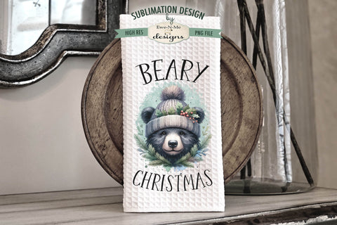 Black Bear Christmas | Kitchen Towel Sublimation Designs Sublimation Ewe-N-Me Designs 