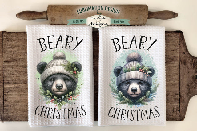 Black Bear Christmas | Kitchen Towel Sublimation Designs Sublimation Ewe-N-Me Designs 