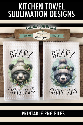 Black Bear Christmas | Kitchen Towel Sublimation Designs Sublimation Ewe-N-Me Designs 