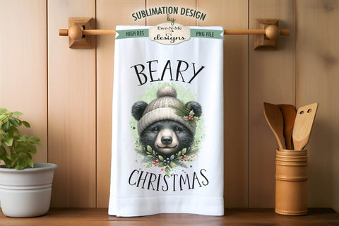 Black Bear Christmas | Kitchen Towel Sublimation Designs Sublimation Ewe-N-Me Designs 