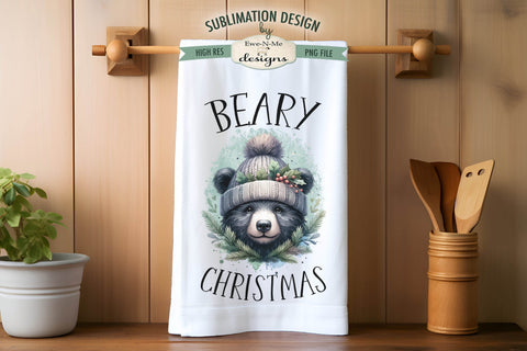 Black Bear Christmas | Kitchen Towel Sublimation Designs Sublimation Ewe-N-Me Designs 