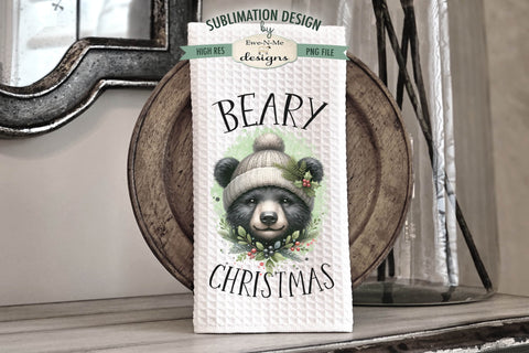 Black Bear Christmas | Kitchen Towel Sublimation Designs Sublimation Ewe-N-Me Designs 