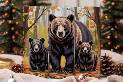 Black Bear Family Fall 20oz Tumbler Wrap Sublimation DesignSVG 