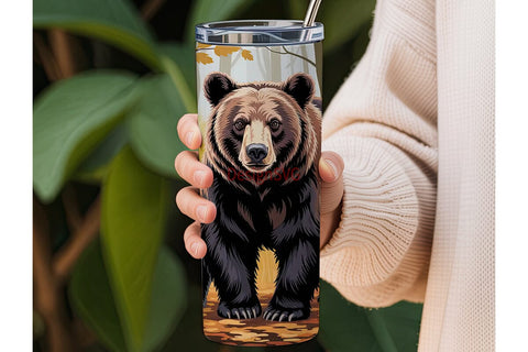 Black Bear Family Fall 20oz Tumbler Wrap Sublimation DesignSVG 