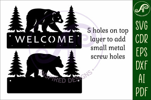 Black Bear Key holder designs for wood and metal SVG APInspireddesigns 
