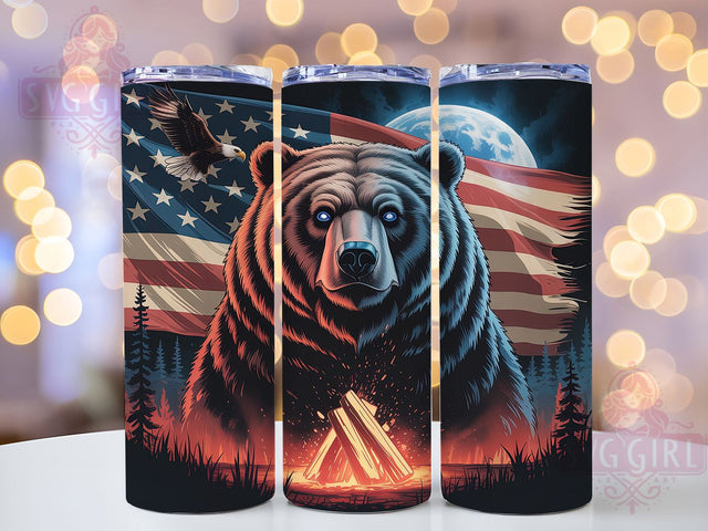 Black Bear Patriotic 20oz Tumbler, American Flag Tumbler, Patriotic Tumbler Wrap, Hunting Tumbler Design, 20oz Tumbler Wrap, Wildlife Tumbler, Bear Hunting Sublimation Sublimation SvggirlplusArt 