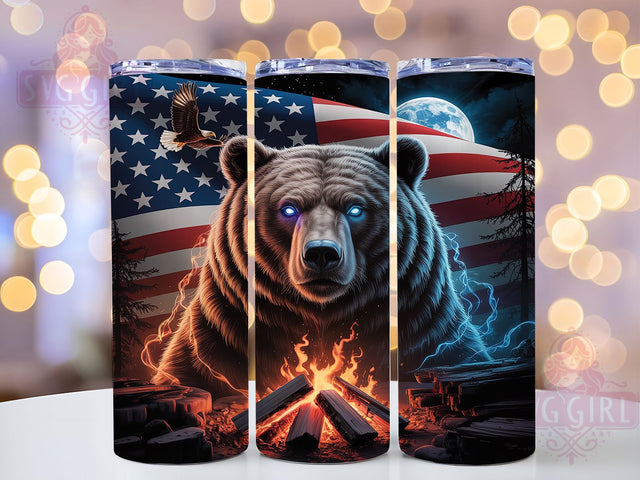 Black Bear Patriotic 20oz Tumbler, American Flag Tumbler, Patriotic Tumbler Wrap, Hunting Tumbler Design, 20oz Tumbler Wrap, Wildlife Tumbler, Bear Hunting Sublimation Sublimation SvggirlplusArt 