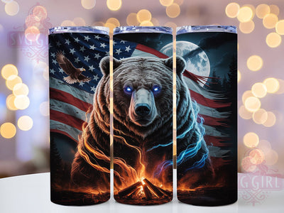 Black Bear Patriotic 20oz Tumbler, American Flag Tumbler, Patriotic Tumbler Wrap, Hunting Tumbler Design, 20oz Tumbler Wrap, Wildlife Tumbler, Bear Hunting Sublimation Sublimation SvggirlplusArt 