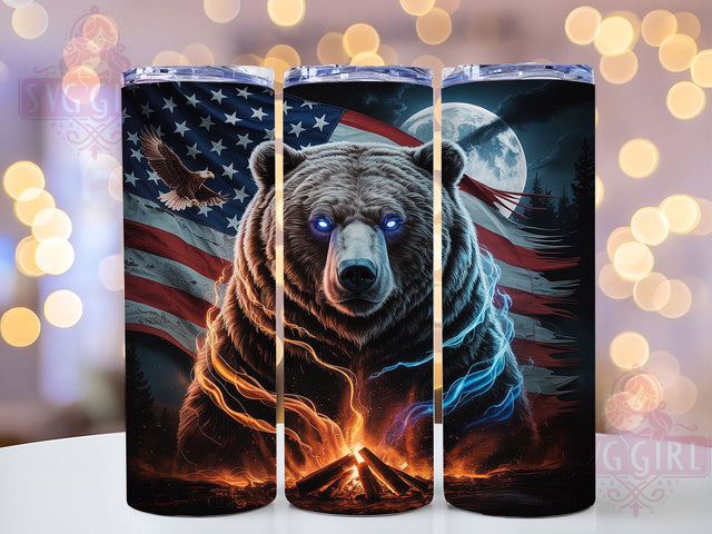 Black Bear Patriotic 20oz Tumbler, American Flag Tumbler, Patriotic Tumbler Wrap, Hunting Tumbler Design, 20oz Tumbler Wrap, Wildlife Tumbler, Bear Hunting Sublimation Sublimation SvggirlplusArt 