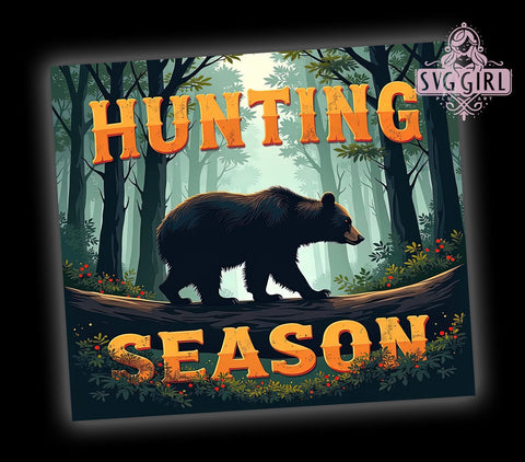 Black Bear Tumbler, Hunting Season Design, Outdoor Enthusiast Gift, 20oz Tumbler Wrap, Sublimation Art, Wildlife Decor, Digital Download Sublimation SvggirlplusArt 