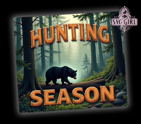 Black Bear Tumbler, Hunting Season Design, Outdoor Enthusiast Gift, 20oz Tumbler Wrap, Sublimation Art, Wildlife Decor, Digital Download Sublimation SvggirlplusArt 