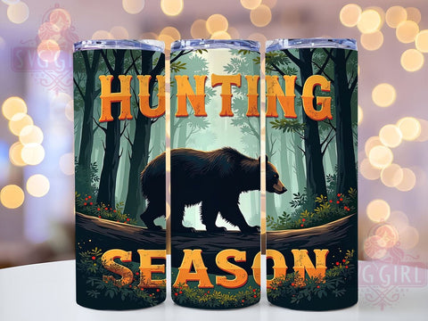 Black Bear Tumbler, Hunting Season Design, Outdoor Enthusiast Gift, 20oz Tumbler Wrap, Sublimation Art, Wildlife Decor, Digital Download Sublimation SvggirlplusArt 