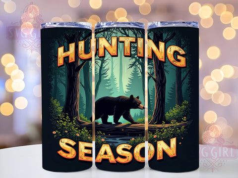 Black Bear Tumbler, Hunting Season Design, Outdoor Enthusiast Gift, 20oz Tumbler Wrap, Sublimation Art, Wildlife Decor, Digital Download Sublimation SvggirlplusArt 