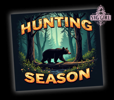 Black Bear Tumbler, Hunting Season Design, Outdoor Enthusiast Gift, 20oz Tumbler Wrap, Sublimation Art, Wildlife Decor, Digital Download Sublimation SvggirlplusArt 