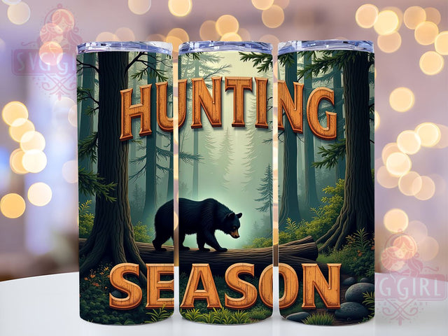 Black Bear Tumbler, Hunting Season Design, Outdoor Enthusiast Gift, 20oz Tumbler Wrap, Sublimation Art, Wildlife Decor, Digital Download Sublimation SvggirlplusArt 