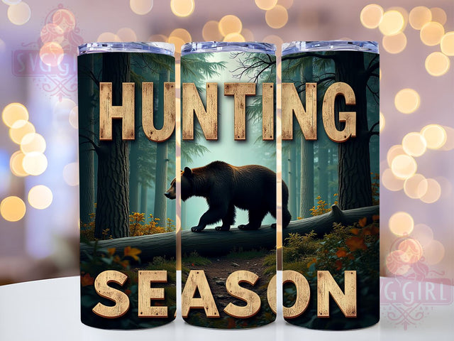 Black Bear Tumbler, Hunting Season Design, Outdoor Enthusiast Gift, 20oz Tumbler Wrap, Sublimation Art, Wildlife Decor, Digital Download Sublimation SvggirlplusArt 