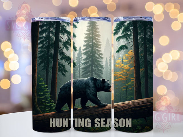 Black Bear Tumbler, Hunting Season Design, Outdoor Enthusiast Gift, 20oz Tumbler Wrap, Sublimation Art, Wildlife Decor, Digital Download Sublimation SvggirlplusArt 