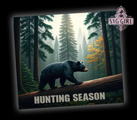 Black Bear Tumbler, Hunting Season Design, Outdoor Enthusiast Gift, 20oz Tumbler Wrap, Sublimation Art, Wildlife Decor, Digital Download Sublimation SvggirlplusArt 