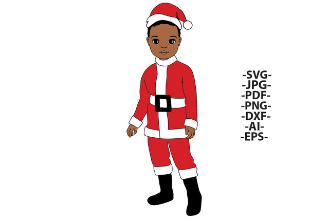 Black Boy Santa Claus SVG Christmas African American Kid PNG JPG PDF EPS DXF AI | Cute Holiday Clipart for Cricut Designs SVG 1uniqueminute 