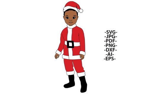 Black Boy Santa Claus SVG Christmas African American Kid PNG JPG PDF EPS DXF AI | Cute Holiday Clipart for Cricut Designs SVG 1uniqueminute 