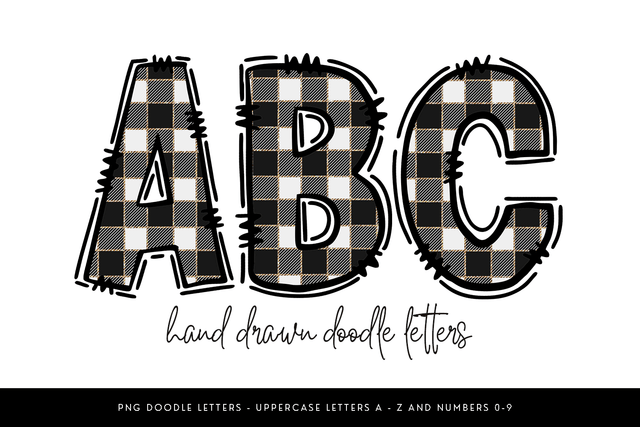Black Buffalo Plaid Doodle Alpha PNG Sublimation BijouBay 