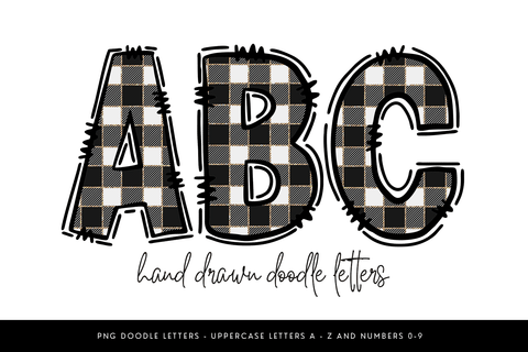 Black Buffalo Plaid Doodle Alpha PNG Sublimation BijouBay 