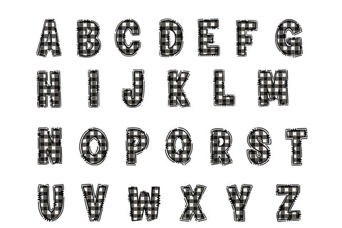 Black Buffalo Plaid Doodle Alpha PNG Sublimation BijouBay 