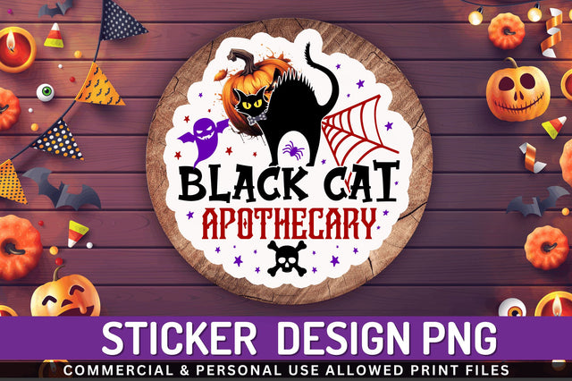 Black cat apothecary Stickers Design Sublimation Regulrcrative 
