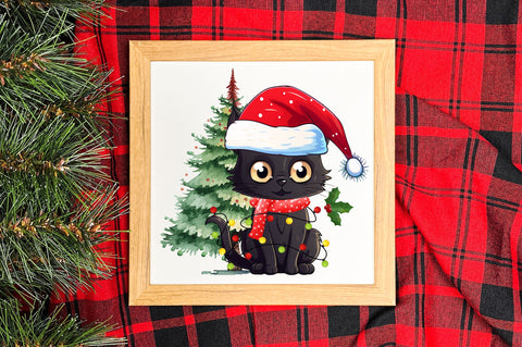 Black cat christmas clipart Sublimation Regulrcrative 
