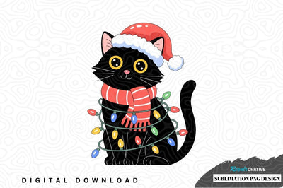Black cat christmas sublimation png design Sublimation Regulrcrative 