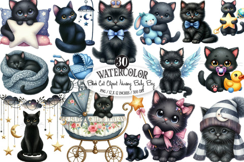 Black Cat Clipart Nursery Baby PNG SVG SVGista 