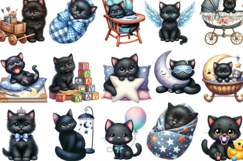 Black Cat Clipart Nursery Baby PNG SVG SVGista 