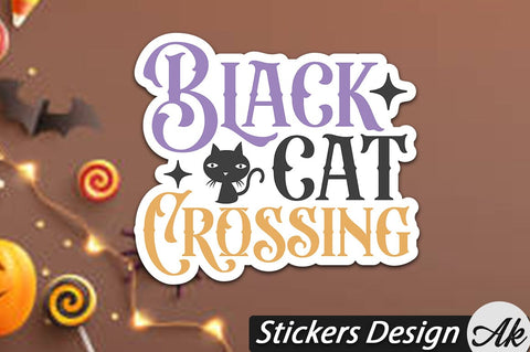 Black cat crossing Stickers Design SVG akazaddesign 